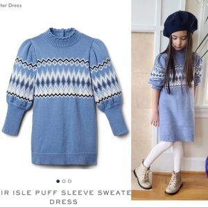 NWT Janie and Jack Puff Sleeve Sweater Dress Blue Size 6